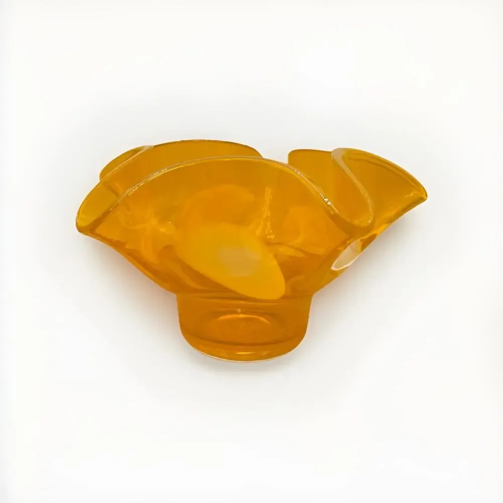 Vintage Murano Yellow & White Art Glass Dish‎ or Bowl 5” Tall x 8” Wide READ